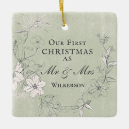 Erste Weihnachten als Herr & Frau Floral Inspirati Keramikornament