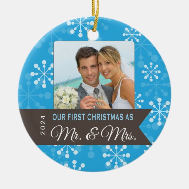 Erste Weihnachten als Herr & Mrs. Christmas Orname Keramikornament (Vorne)