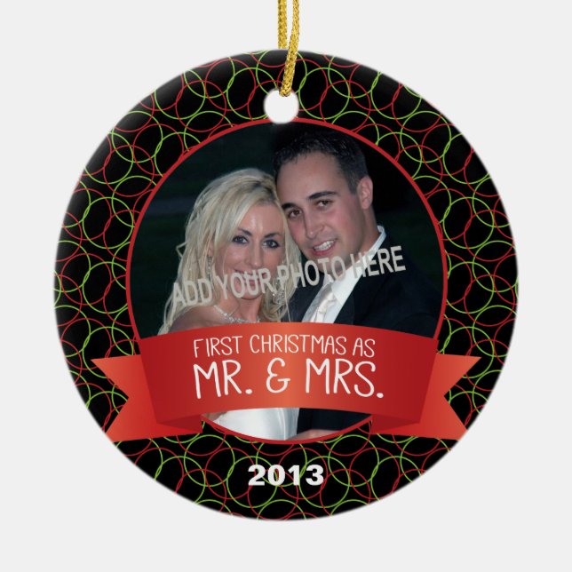 Erste Weihnachten als Herr & Mrs. Foto Keramikornament (Vorne)