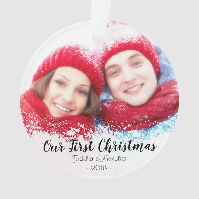 Erste Weihnachten als Herr & Mrs. Foto Ornament (Vorderseite)