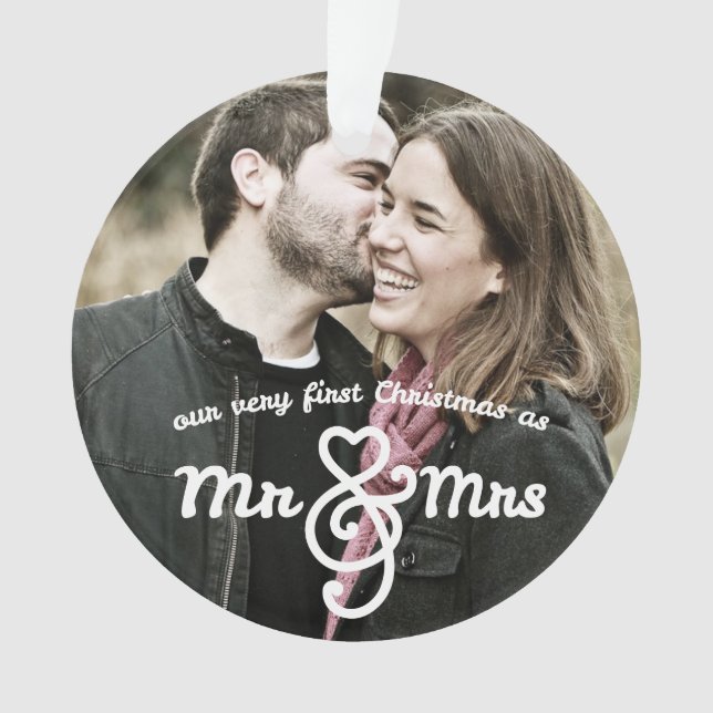 Erste Weihnachten als Herr & Mrs. Foto Ornament (Vorderseite)