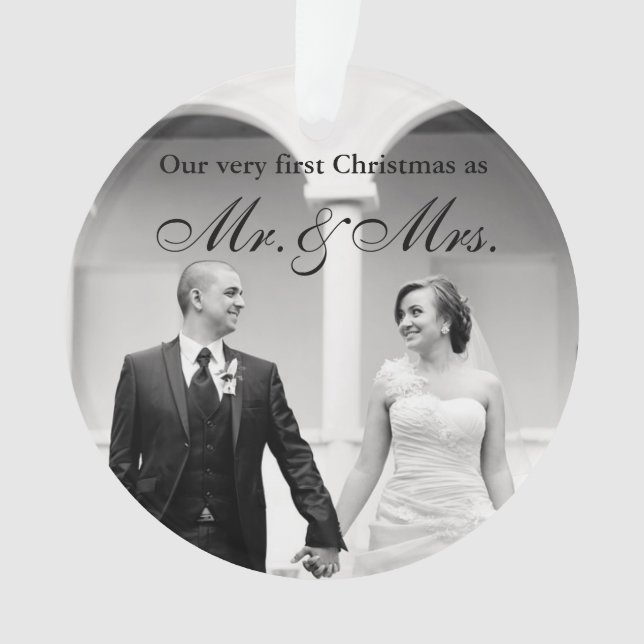 Erste Weihnachten als Herr & Mrs. Foto Ornament (Vorderseite)