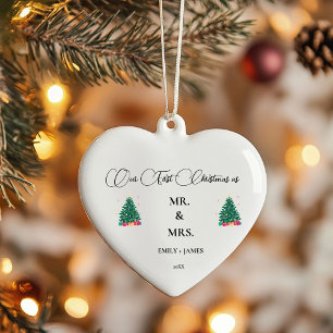 Erste Weihnachten als Herr und Frau. Keramik Ornament