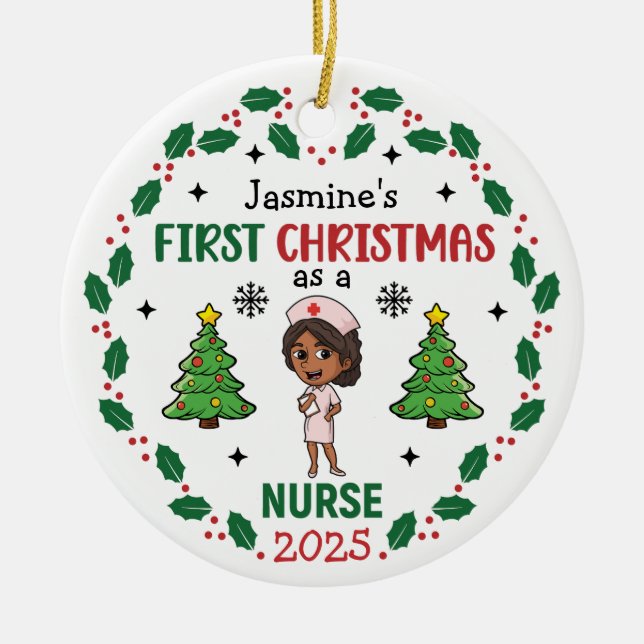 Erste Weihnachten als Krankenschwester Personalisi Keramik Ornament (Vorne)