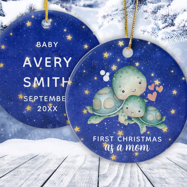 Erste Weihnachten als Mama Meeresschildkröten Pers Keramik Ornament (Custom First Christmas As A Mom Sea Turtle Ceramic Ornament
)