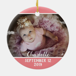 Erste Weihnachten als Mama rosa mit Foto Keramik Ornament