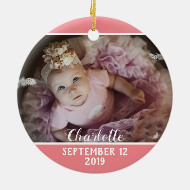 Erste Weihnachten als Mama rosa mit Foto Keramik Ornament (Hinten)