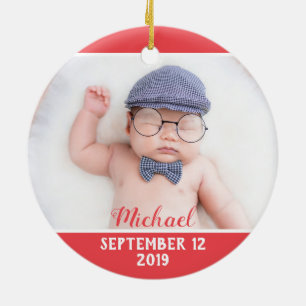 Erste Weihnachten als Mama rot mit Foto Keramik Ornament