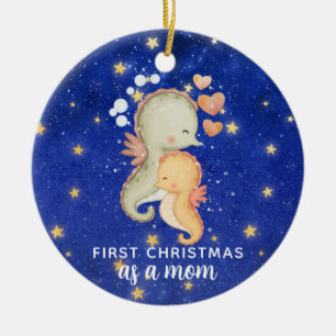 Erste Weihnachten als Mama Seepferd Custom Keramik Ornament