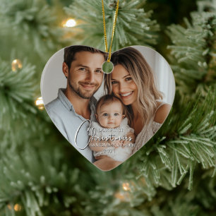 Erste Weihnachten als Mama und Papa Custom Foto Keramik Ornament