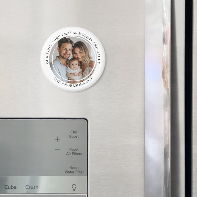 Erste Weihnachten als Mama und Papa Custom Foto Magnet (In Situ (Kühlschrank))