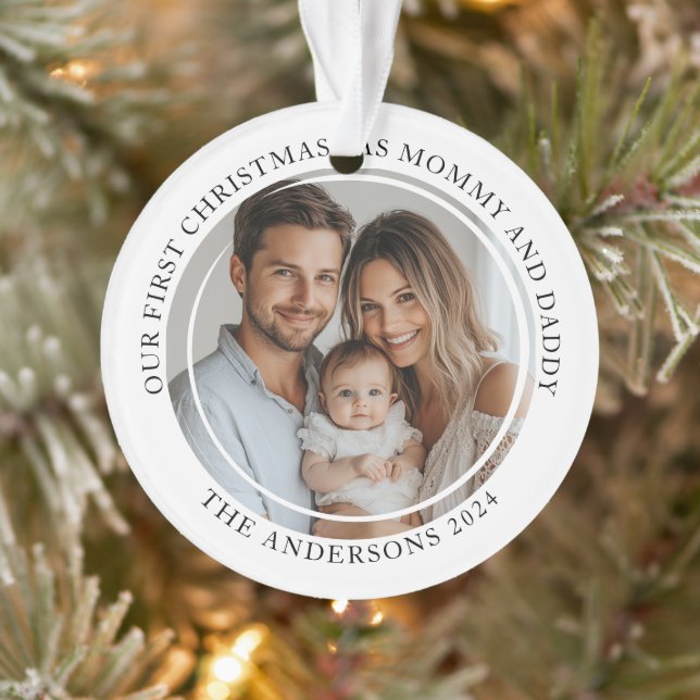 Erste Weihnachten als Mama und Papa Custom Foto Ornament (Baum)