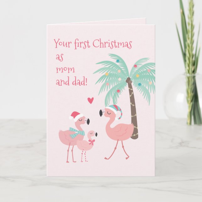 Erste Weihnachten als Mama und Vater Niedlich Sant Karte (Vorderseite)