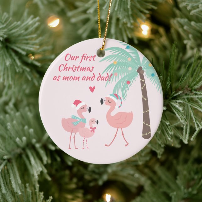 Erste Weihnachten als Mama und Vater Niedlich Sant Keramik Ornament (Baum)