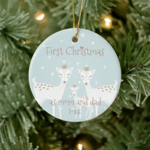 Erste Weihnachten als Mama und Vater - Niedliches  Keramik Ornament