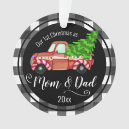 Erste Weihnachten als Mama und Vater Roter LKW Ornament