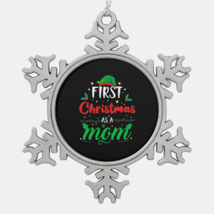 Erste Weihnachten als Mama Weihnachten Schneeflocken Zinn-Ornament