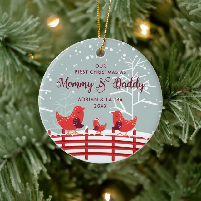 Erste Weihnachten als Mommy Daddy Personalisierte  Keramik Ornament (Baum)