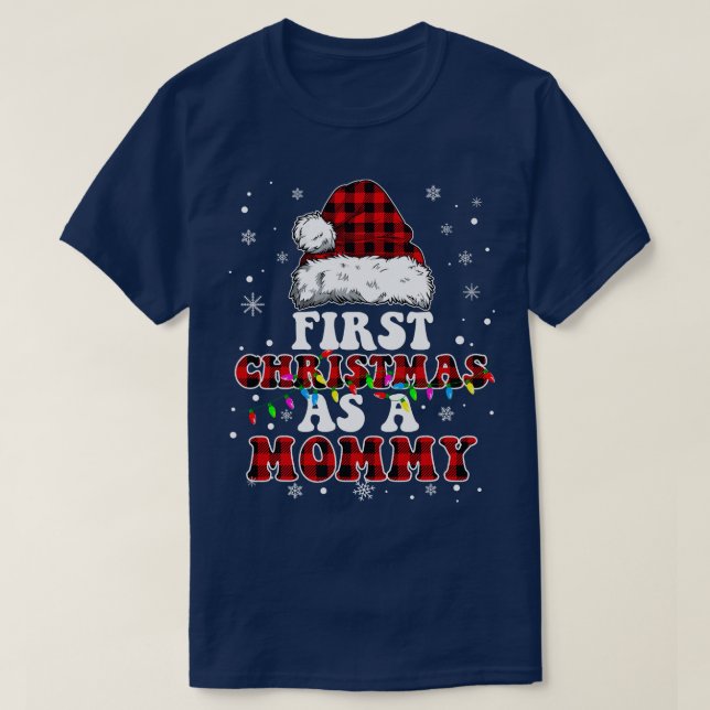 Erste Weihnachten als Mommy Weihnachtsmannmütze Re T-Shirt (Design vorne)