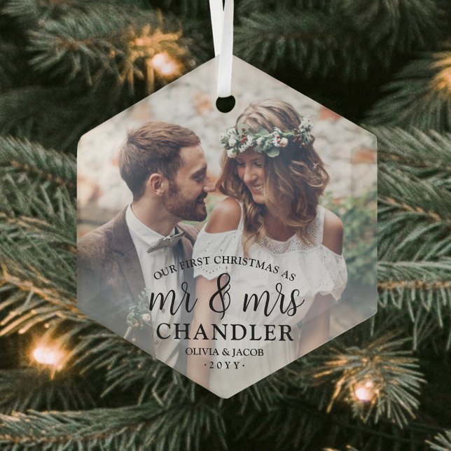 Erste Weihnachten als Mr. & Mrs. ∙ Einfaches Foto- Ornament Aus Glas (Von Creator hochgeladen)