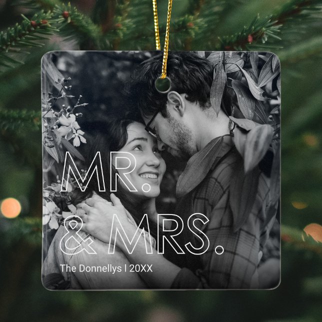 Erste Weihnachten als Mr. & Mrs. Foto Keramikornament (Von Creator hochgeladen)