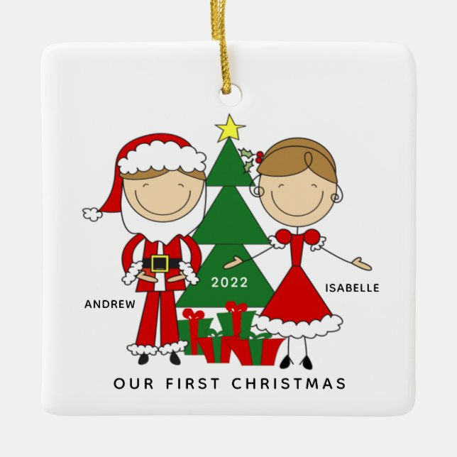 Erste Weihnachten als Mr. & Mrs. Keramik Ball Keramikornament (Vorderseite)