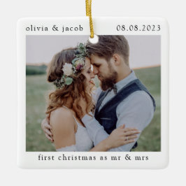 Erste Weihnachten als Mr. & Mrs. Wedding Foto Keep Keramikornament