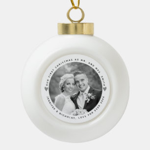 Erste Weihnachten als Mr. und Mrs. silberherzen Fo Keramik Kugel-Ornament
