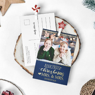 Erste Weihnachten als mrs & mrs frisch vermählte l Folien Feiertagspostkarte