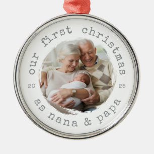 Erste Weihnachten als Nana & Papa 2025 Großeltern Ornament Aus Metall