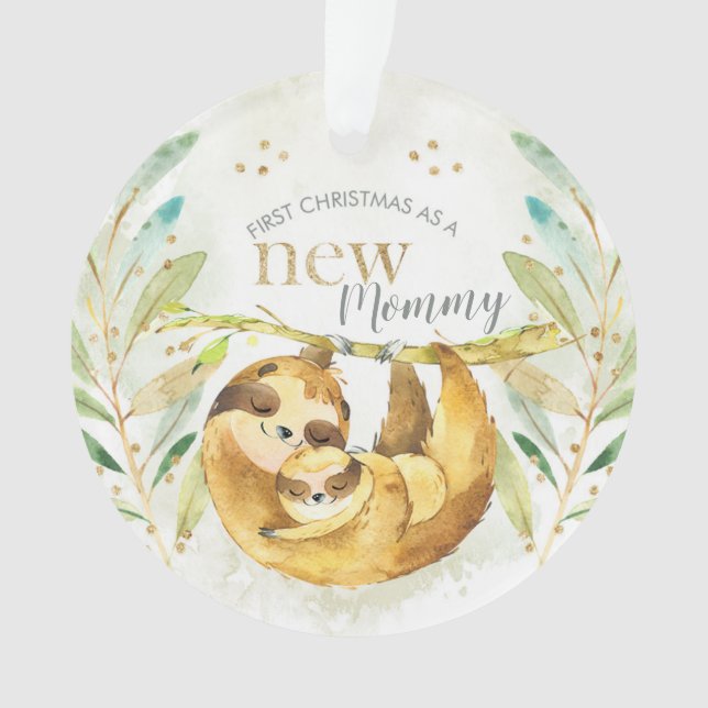 Erste Weihnachten als neuer Mama- oder Papageiensc Ornament (Vorderseite)