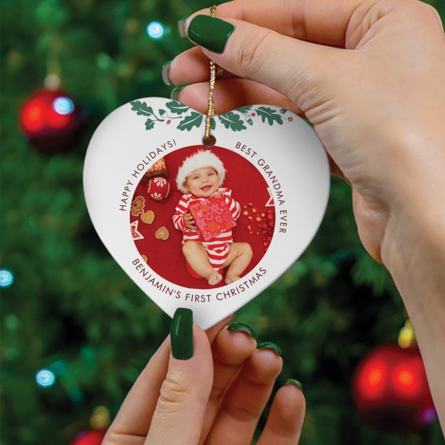 Erste Weihnachten als Oma Baby Fotos Keramik Ornament (Von Creator hochgeladen)