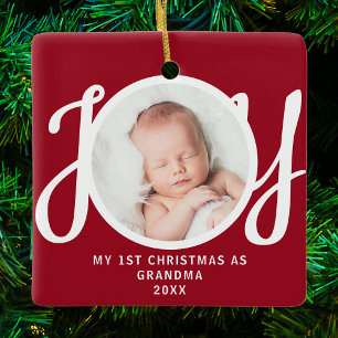 Erste Weihnachten als Oma Foto Keepake Red Keramikornament