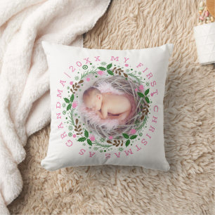Erste Weihnachten als Oma-Kranz rosa Kissen