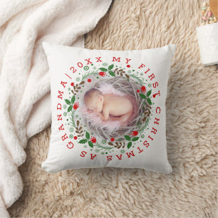 Erste Weihnachten als Oma Kranz rot Kissen