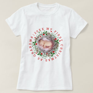 Erste Weihnachten als Oma Kranz rot T-Shirt