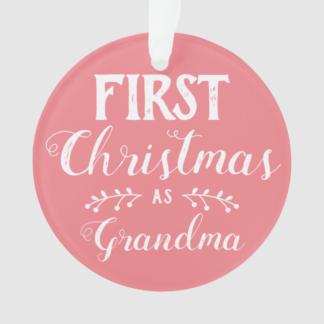 Erste Weihnachten als Oma pink & weiß mit Foto Ornament (Vorderseite)