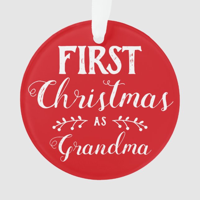Erste Weihnachten als Oma rot & weiß mit Foto Ornament (Vorderseite)