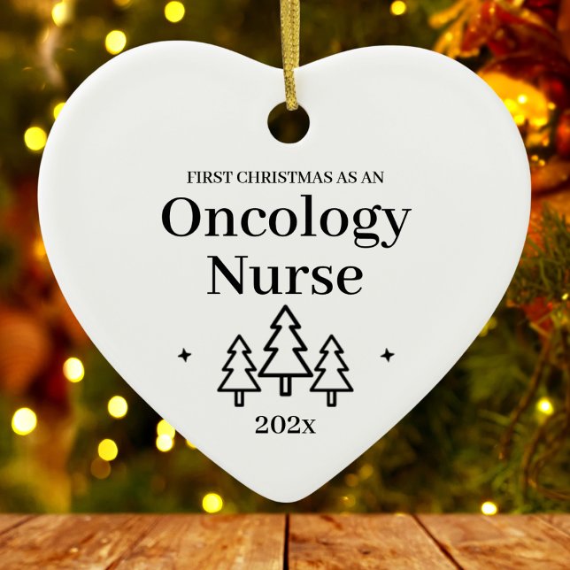 Erste Weihnachten als Onkologie Nurse Herz Keramik Ornament (First Christmas As Oncology Nurse Heart Ceramic Ornament
)