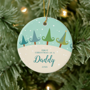 Erste Weihnachten als Papa Personalisierter Kiefer Keramik Ornament