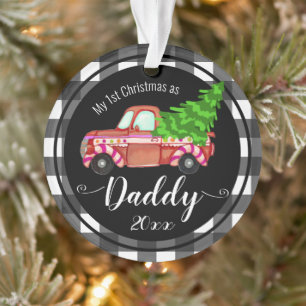 Erste Weihnachten als Papa Red Truck Ornament
