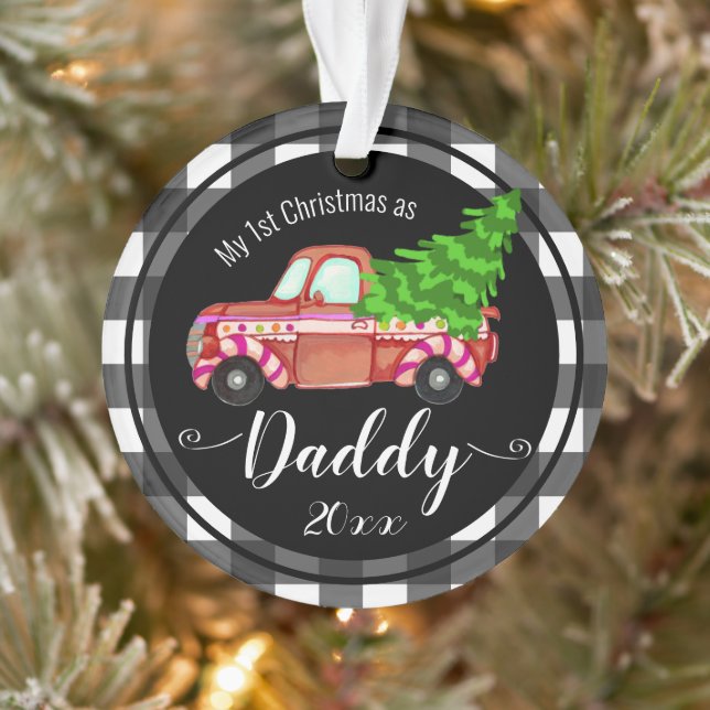 Erste Weihnachten als Papa Red Truck Ornament (Baum)