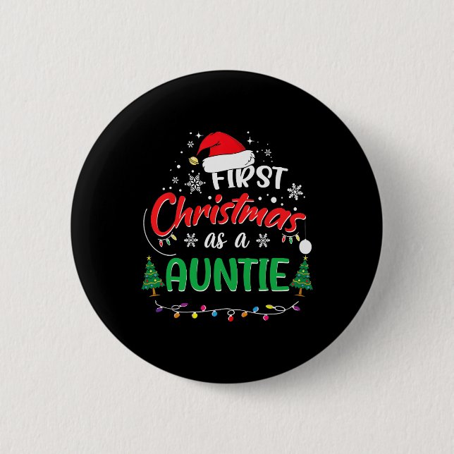 Erste Weihnachten als Tante 1. Weihnachtsmatte Button (Vorderseite)