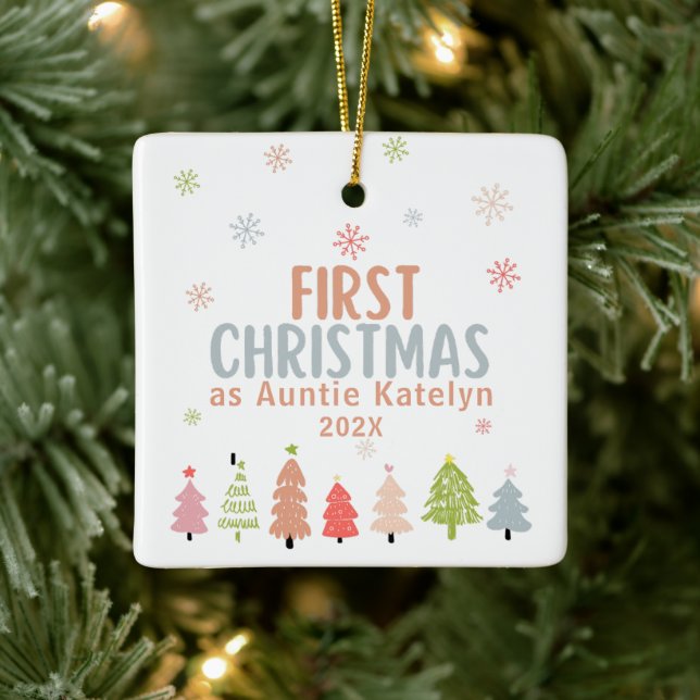 Erste Weihnachten als Tante, Foto, Personalisiert Keramikornament (Baum)