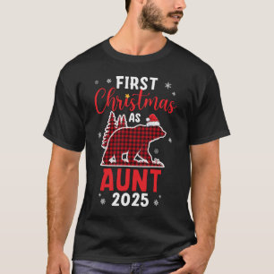 Erste Weihnachten als Tante Karierter Bär Weihnach T-Shirt