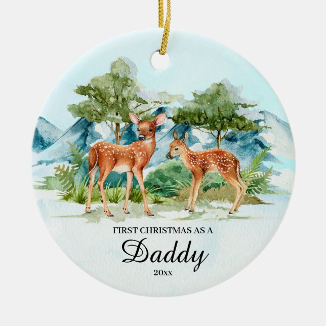 Erste Weihnachten als Vater Hirsch Keepake Weihnac Keramik Ornament (Vorne)