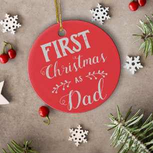 Erste Weihnachten als Vater rot mit Foto des Babys Keramik Ornament