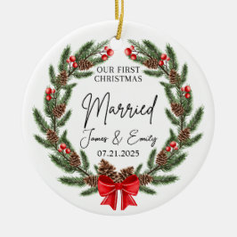 Erste Weihnachten als Verheiratetes Ornament, Hoch Keramik Ornament