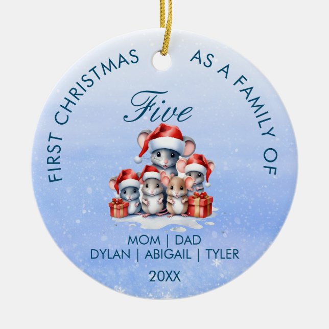 Erste Weihnachten als Zirkelverzierung Keramik Ornament (Vorne)