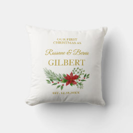 Erste Weihnachten als Zitat mit Poinsettias Design Kissen